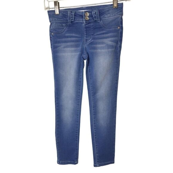 Girls Denim Stretch Jeans 7/8 Adjustable Waist Skinny Leg NWOT - Picture 1 of 5